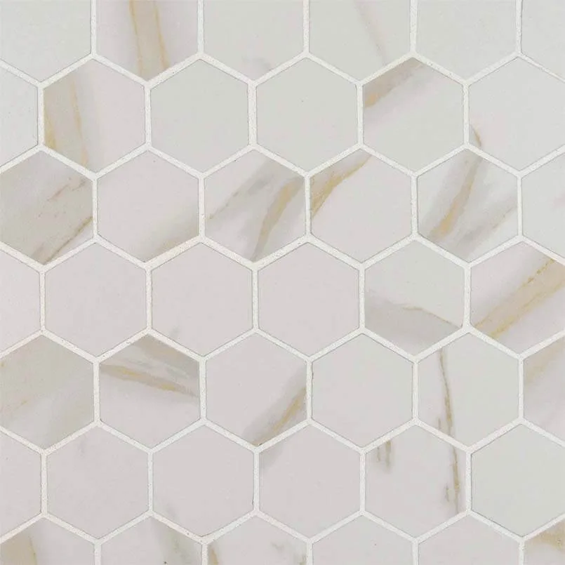 Calacatta Matte 2×2 Hexagon Mosaic