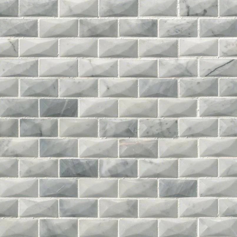 Carrara White 1×2 3d Polished