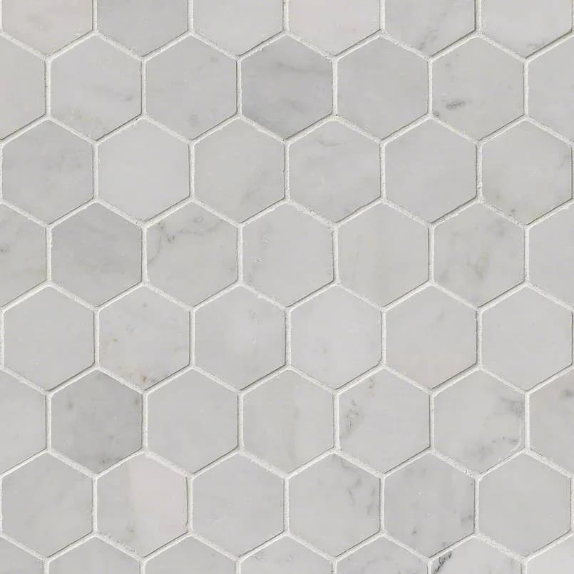 Carrara White 2inch Hexagon Polished