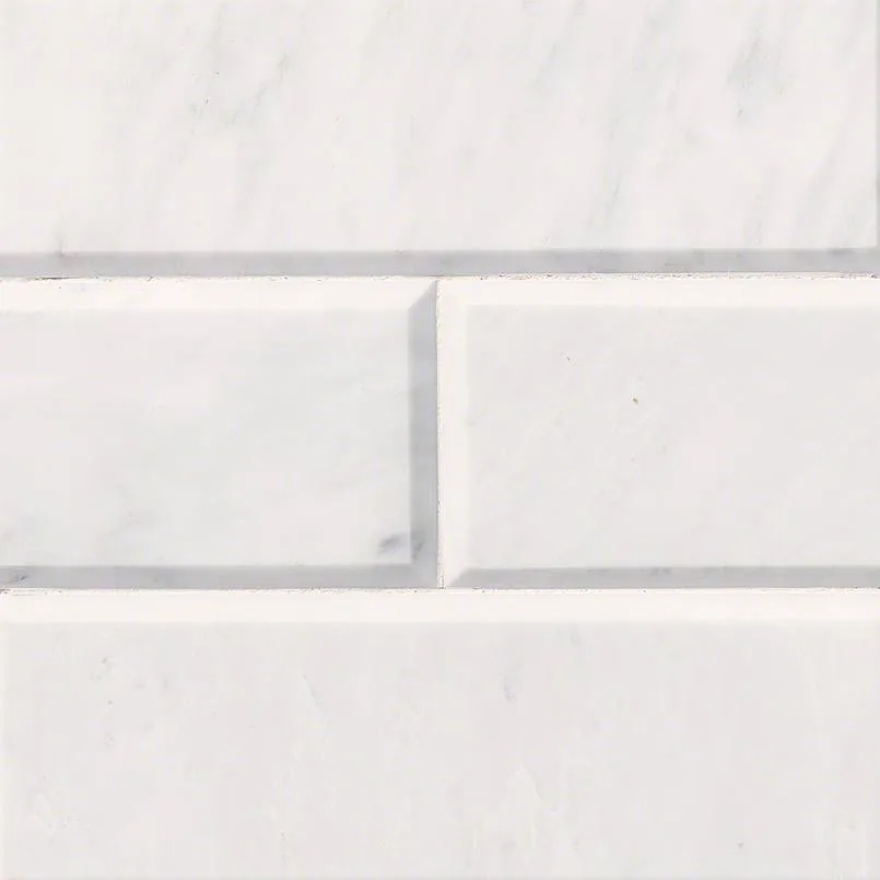 Carrara White Subway Tile Polished Beveled 4×12