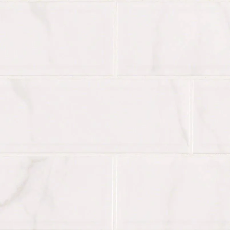 Classique White Carrara Glossy 4×16 Beveled