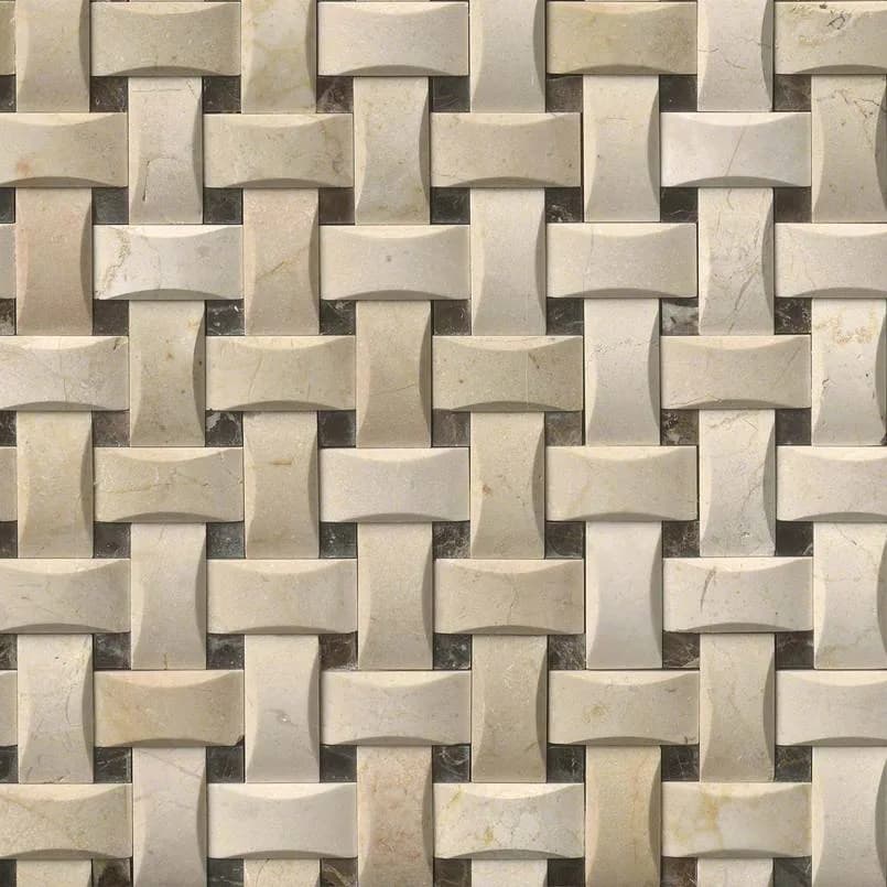 Crema Basketweave Arched Pattern Polished
