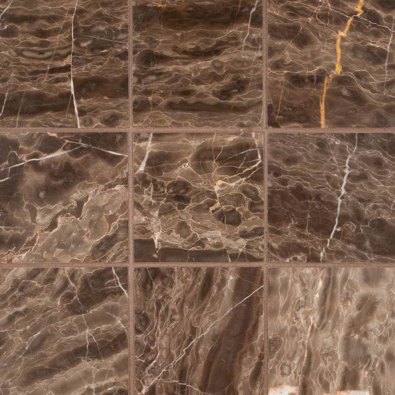 Emperador Cafe 4x4 Polished And Beveled Tile