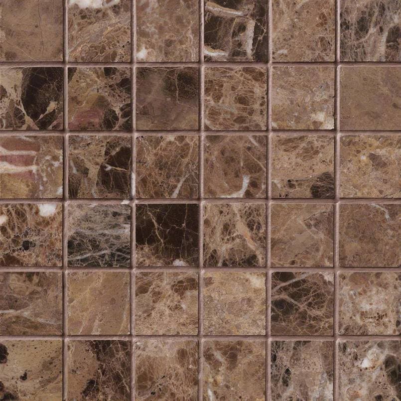 Emperador Dark 2×2 Polished In 12×12 Mesh