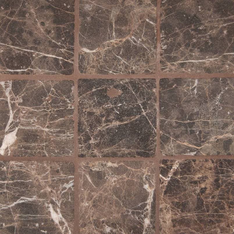 Emperador Dark 4x4 Tumbled Tile
