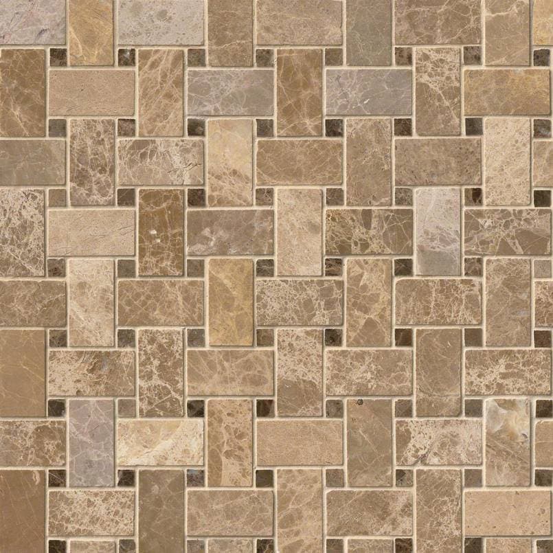 Emperador Light And Emperador Dark Basket Weave Pattern