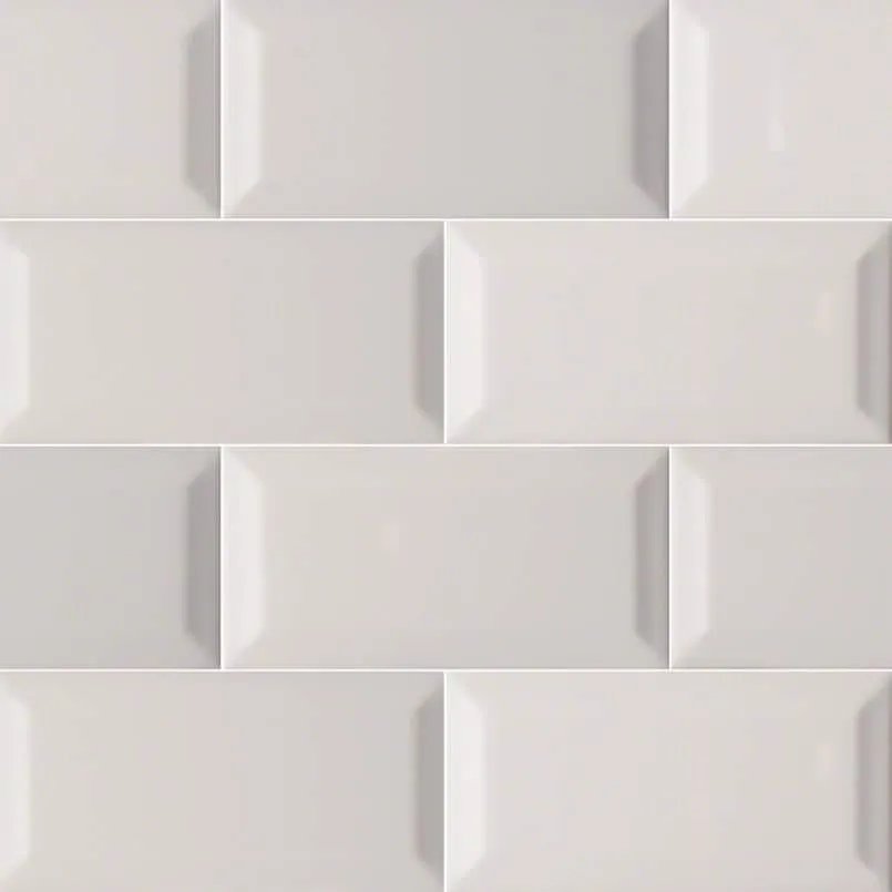 Gray Glossy Subway Tile Beveled 3×6