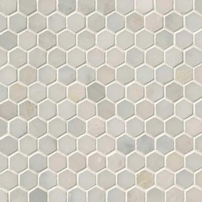 Greecian White 1inch Hexagon Polished In A Mesh