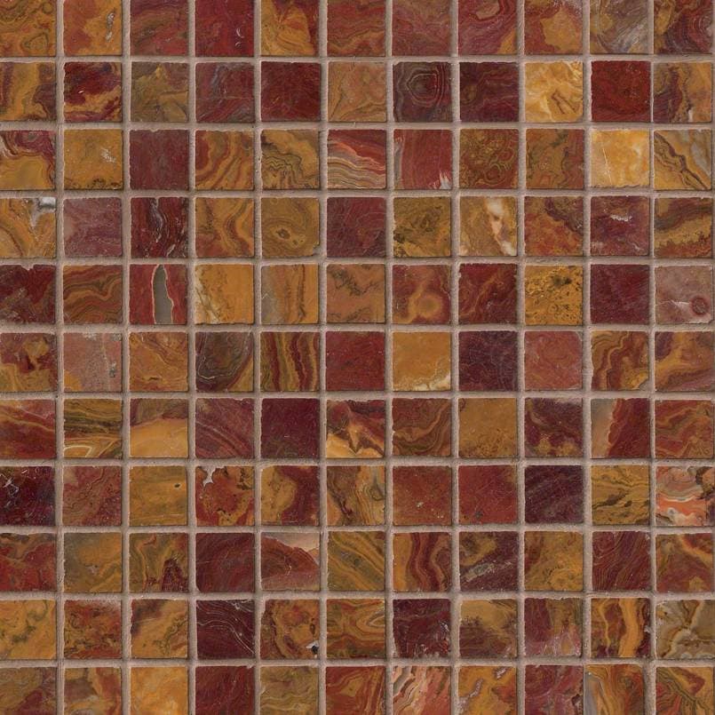 Red Onyx 1×1 Polished In A 12×12 Mesh