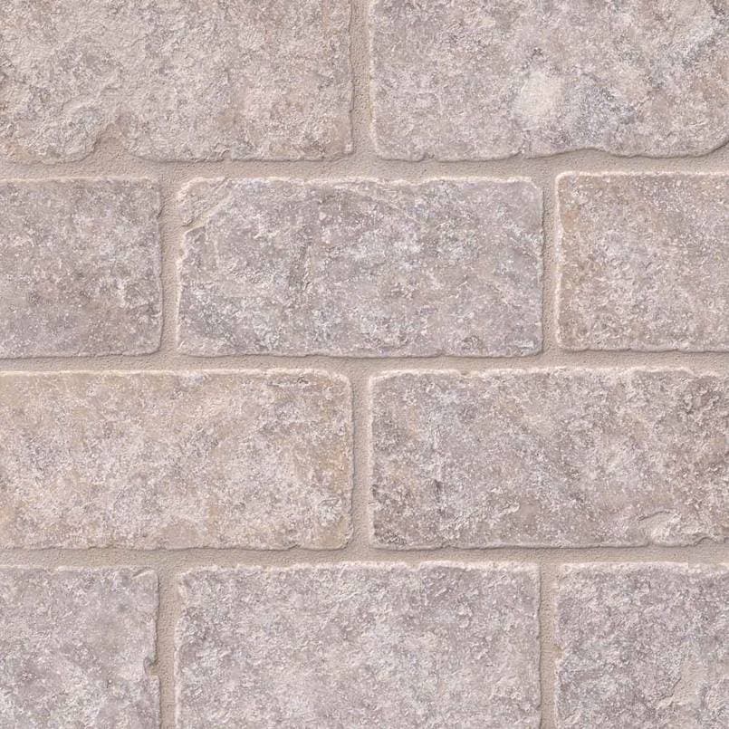 Silver Travertine Subway Tile Tumbled 3×6