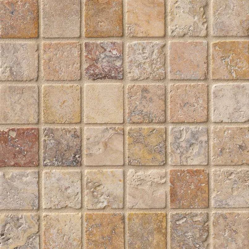 Tuscany Scabas 2×2 Tumbled In 12×12 Mesh