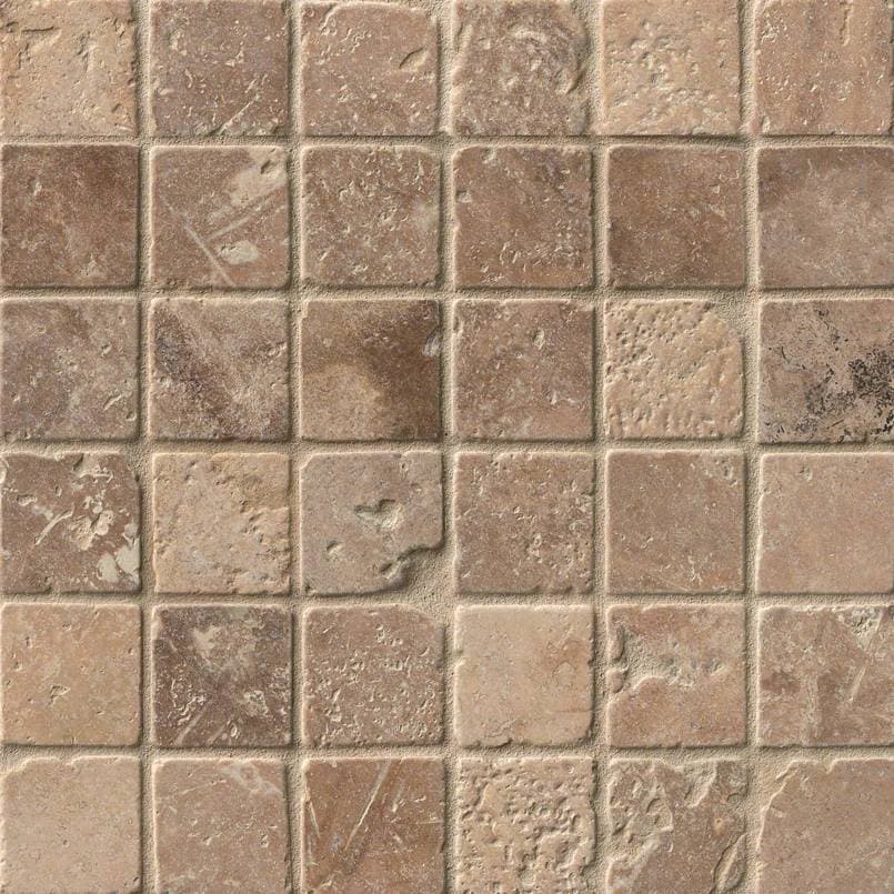 Tuscany Walnut 2×2 Tumbled In 12×12 Mesh