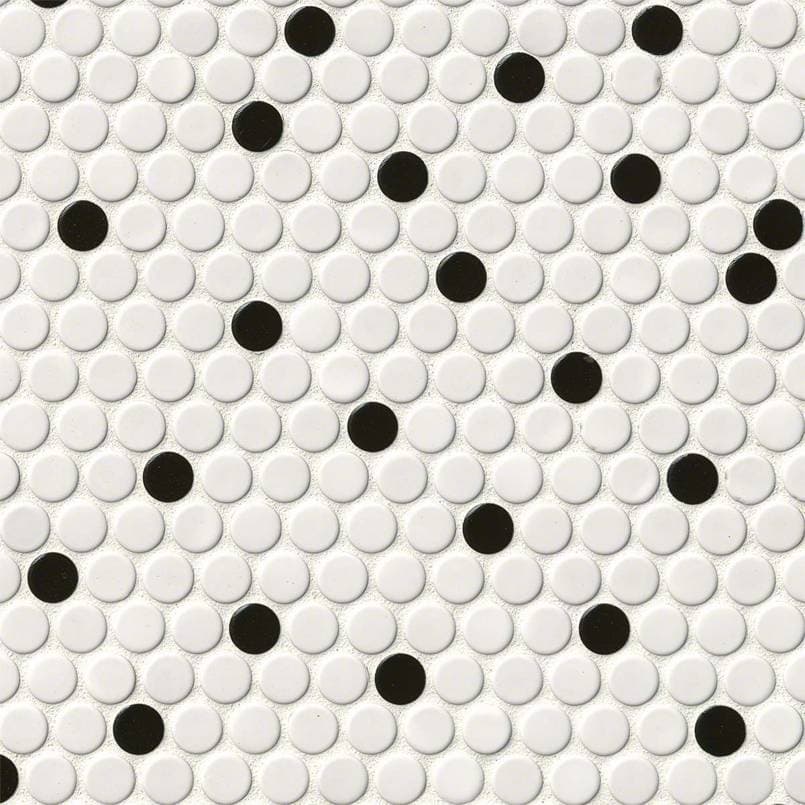 White And Black Glossy Penny Round