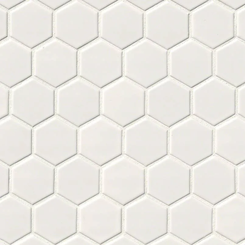 White Glossy 2x2 Hexagon Mosaic