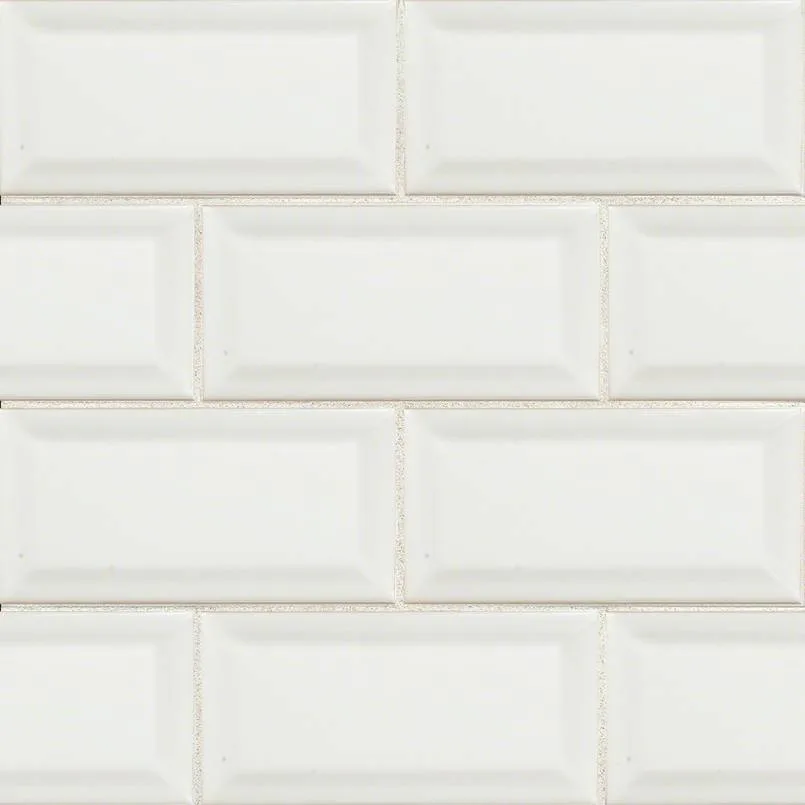 White Subway Tile Beveled 3×6