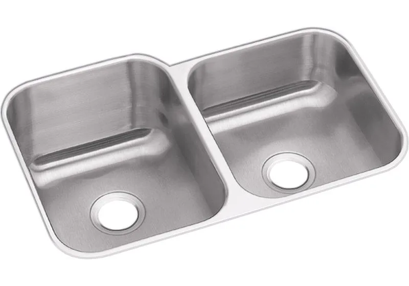 Dayton Stainless Steel 31-3/4" x 20-1/2" x 10" Offset Double Bowl Undermount Sink