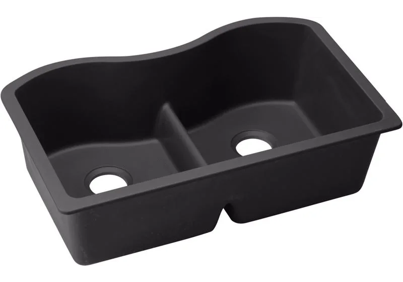 Elkay Quartz Classic 33" x 20" x 9-1/2" Equal Double Bowl Undermount Sink with Aqua Divide