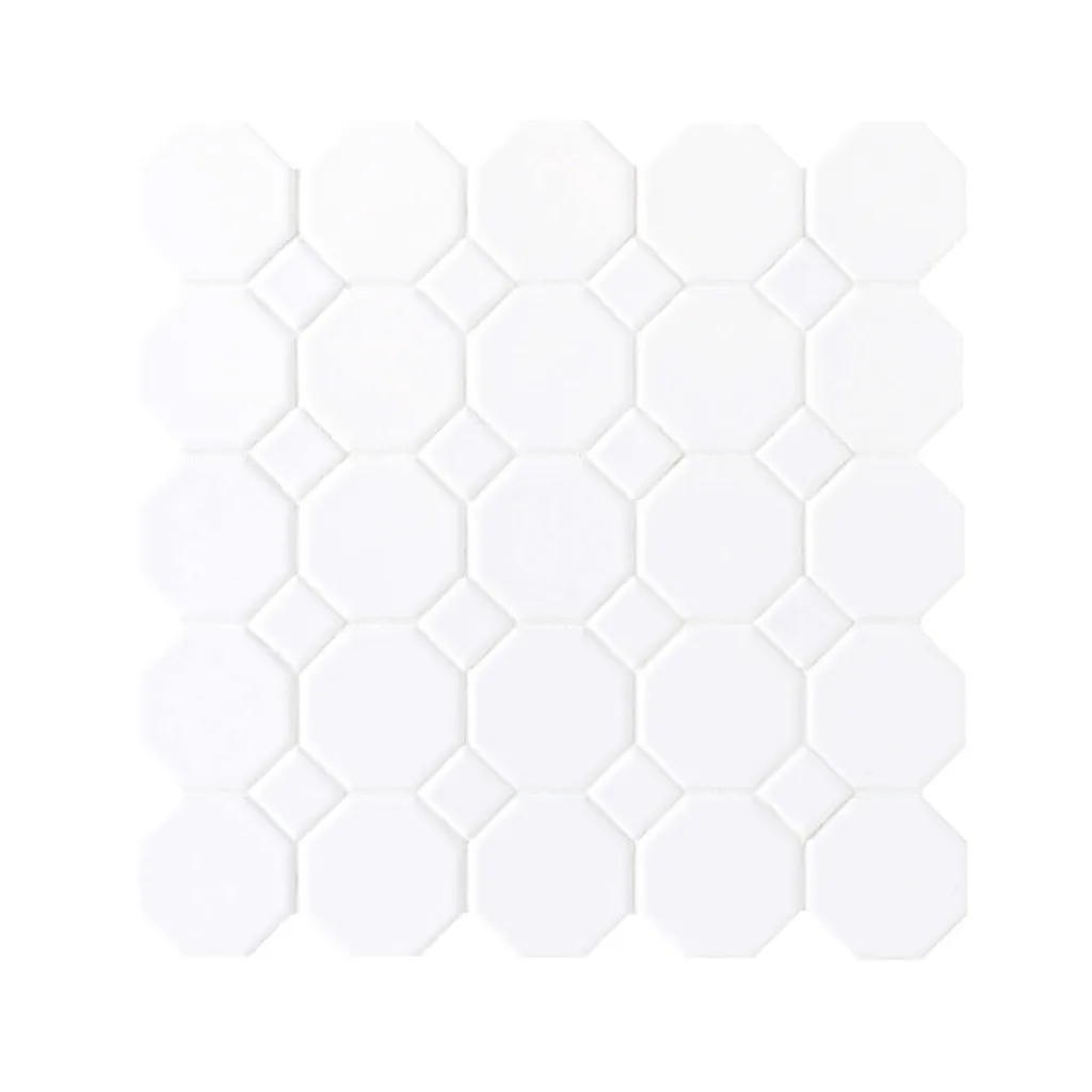Daltile Octagon & Dot 6501 Matte White White Dot