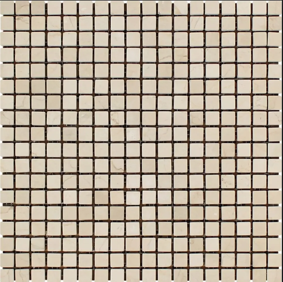 Crema Marfil 5/8 x 5/8 Polished In 12x12 Mesh
