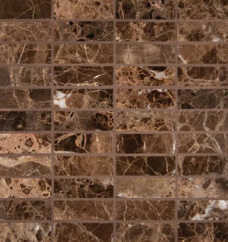 Emperador Dark 1x3 Polished In 12x12 Mesh