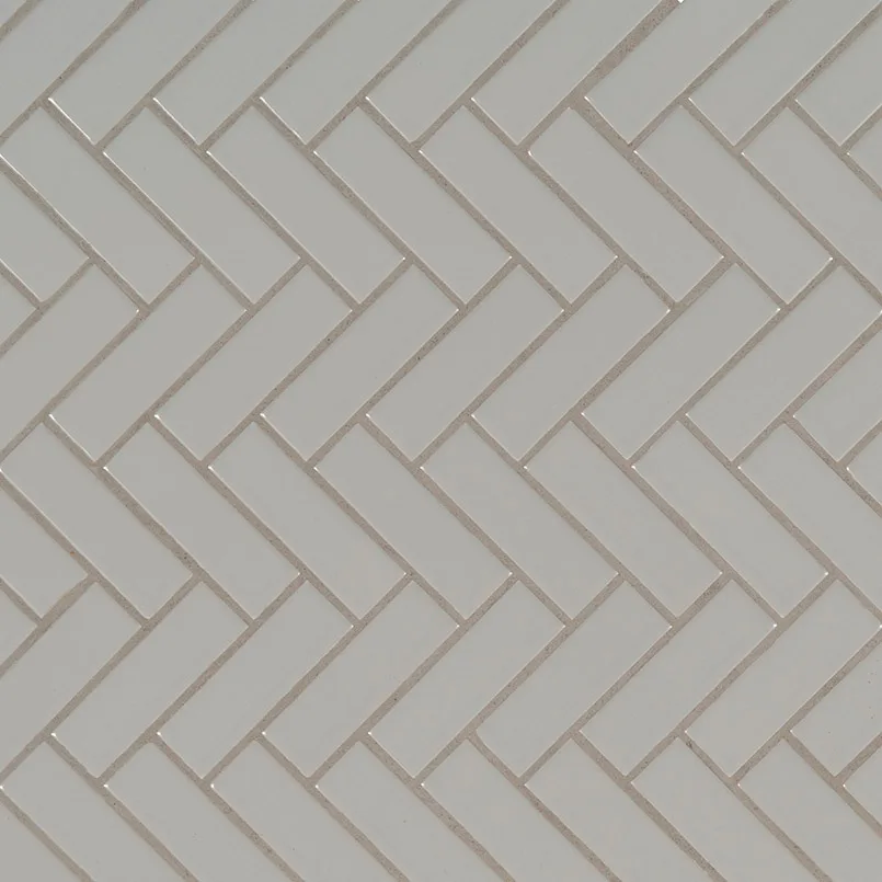Gray Glossy Herringbone Mosaic