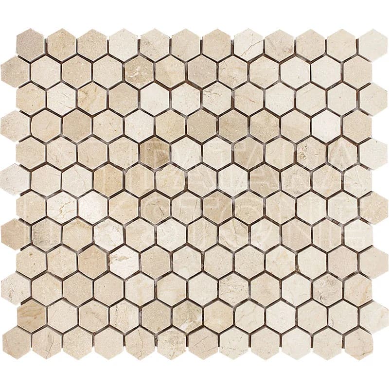 Crema Cappuccino 1inch Hexagon Polished