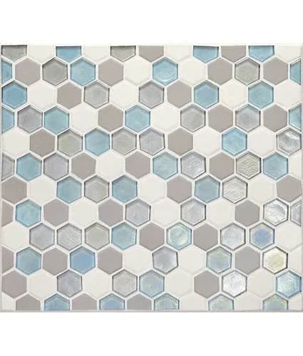 DALTILE COASTAL KEYSTONES MEDITERRANEAN MIST HEXAGON MOSAIC CK92-7641