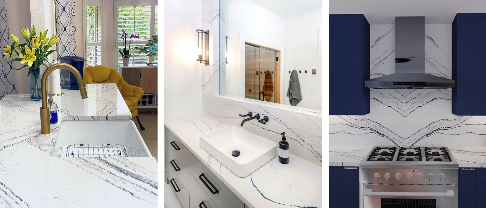 Portrush Cambria Quartz Countertops with Full Height Backsplash Kitchen Countertops Bathroom Countertops Kitchen Island Cambria Portrush Quartz Cambria Portrush