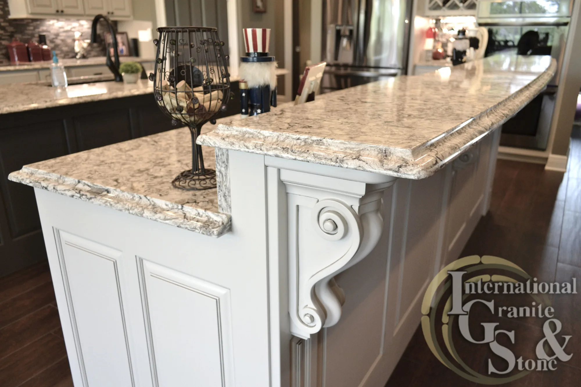 Quartz Countertops Granite Countertops St. Petersburg 1 Cambria Bellingham Highbar With Painted White Cabinets