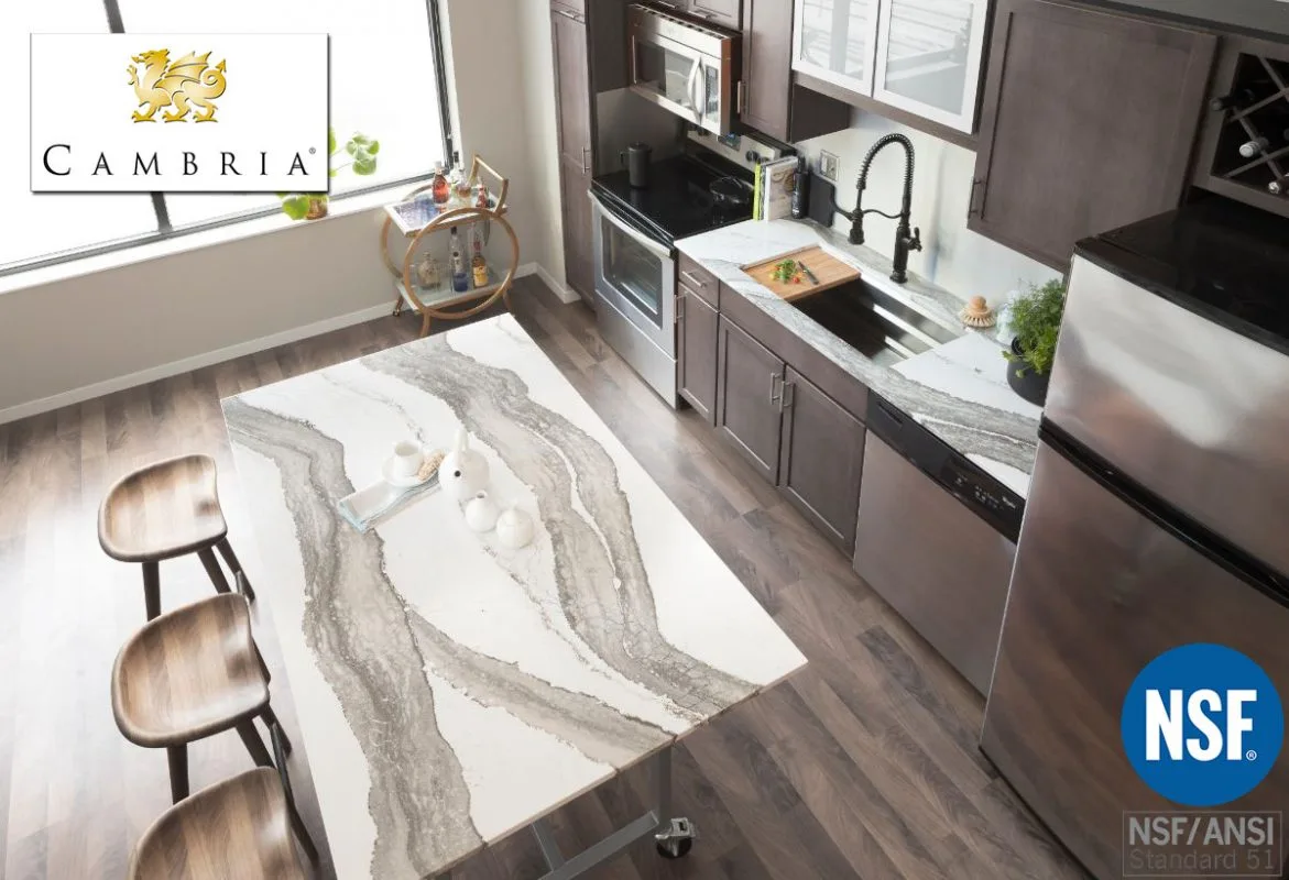 Cambria Skara Brae Quartz Sanitary Countertops NSF 51