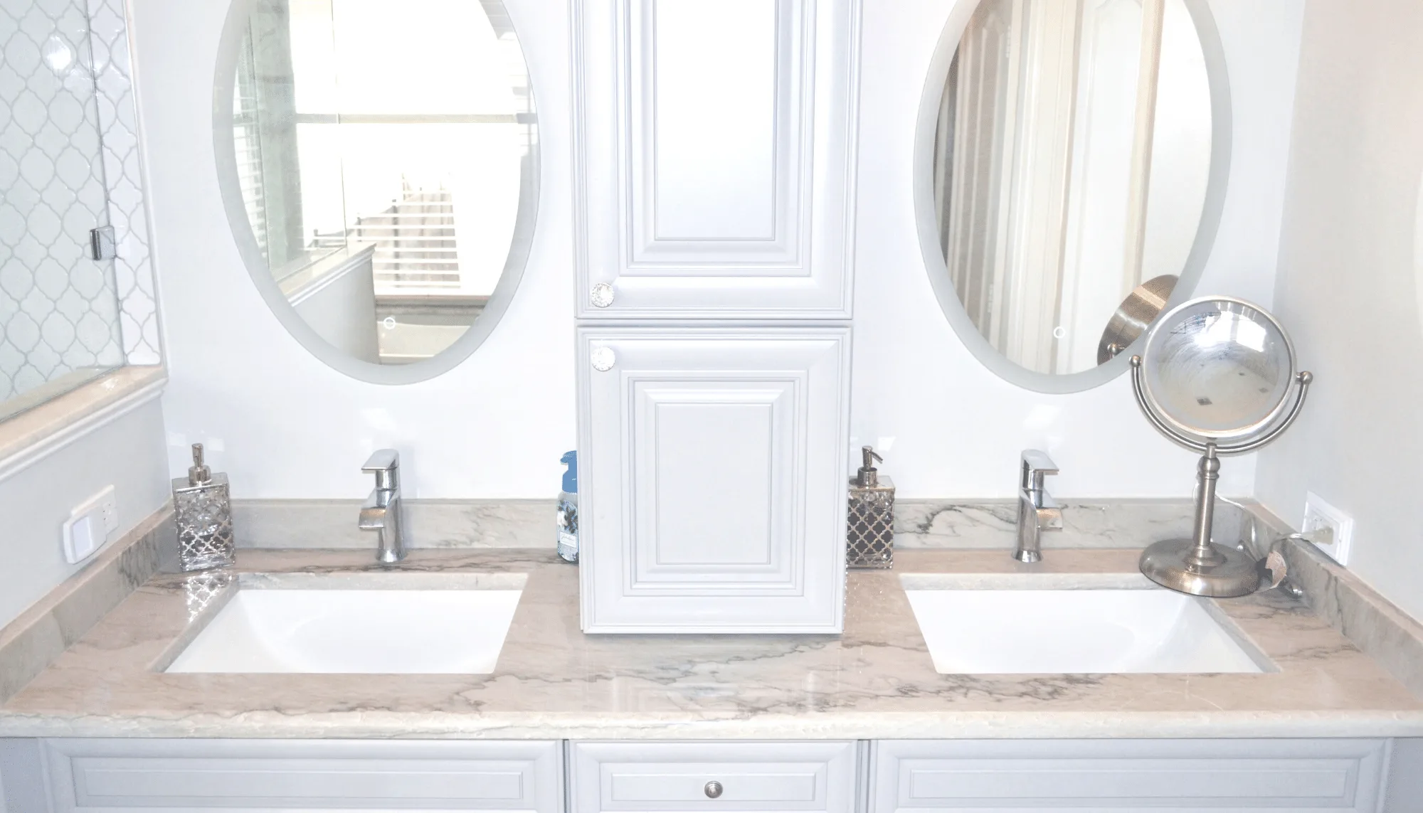 Calacatta Quartzite Bathroom Countertops Fabricated & Installed by International Guild of Surfaces