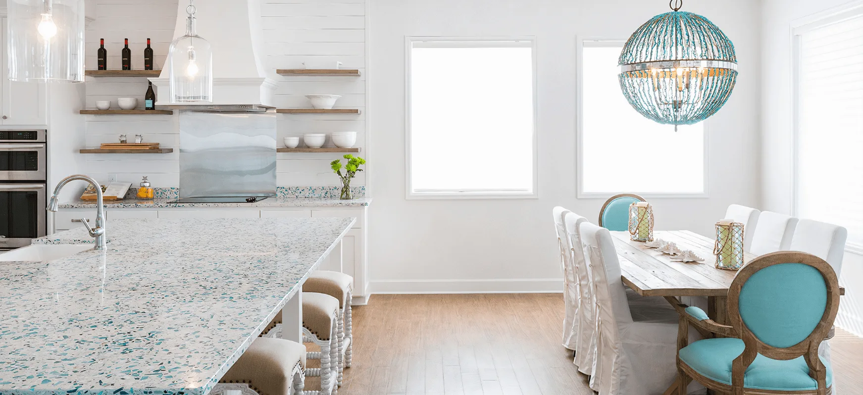 Floating Blue Recycled Glass Kitchen Countertops Blue Countertops