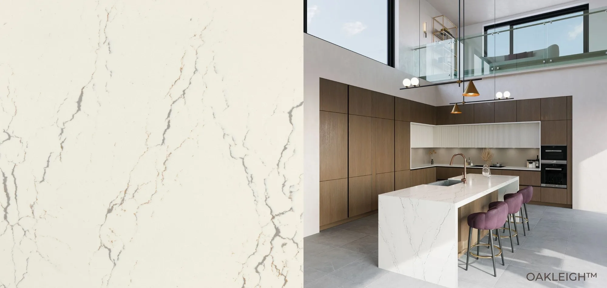 Abbey Cambria Quartz Close up and Kitchen Countertops
