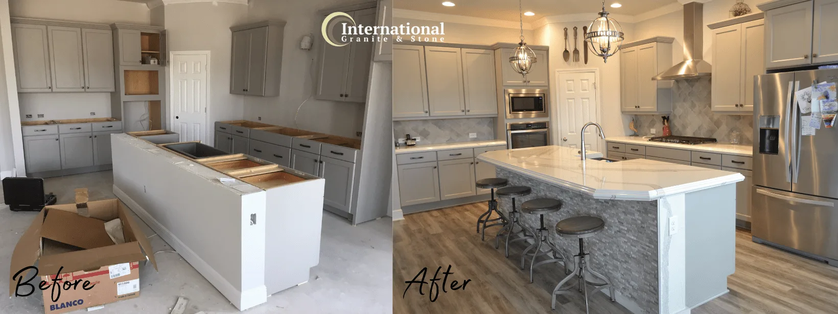 Before and After Cambria Quartz Brittanicca Kitchen Countertops Cambria Natural Quartz