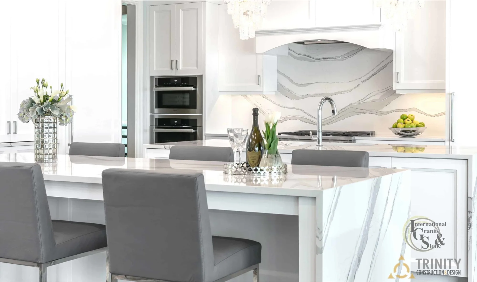Cambria Brittanicca Countertops Installed With Full Height Backsplash