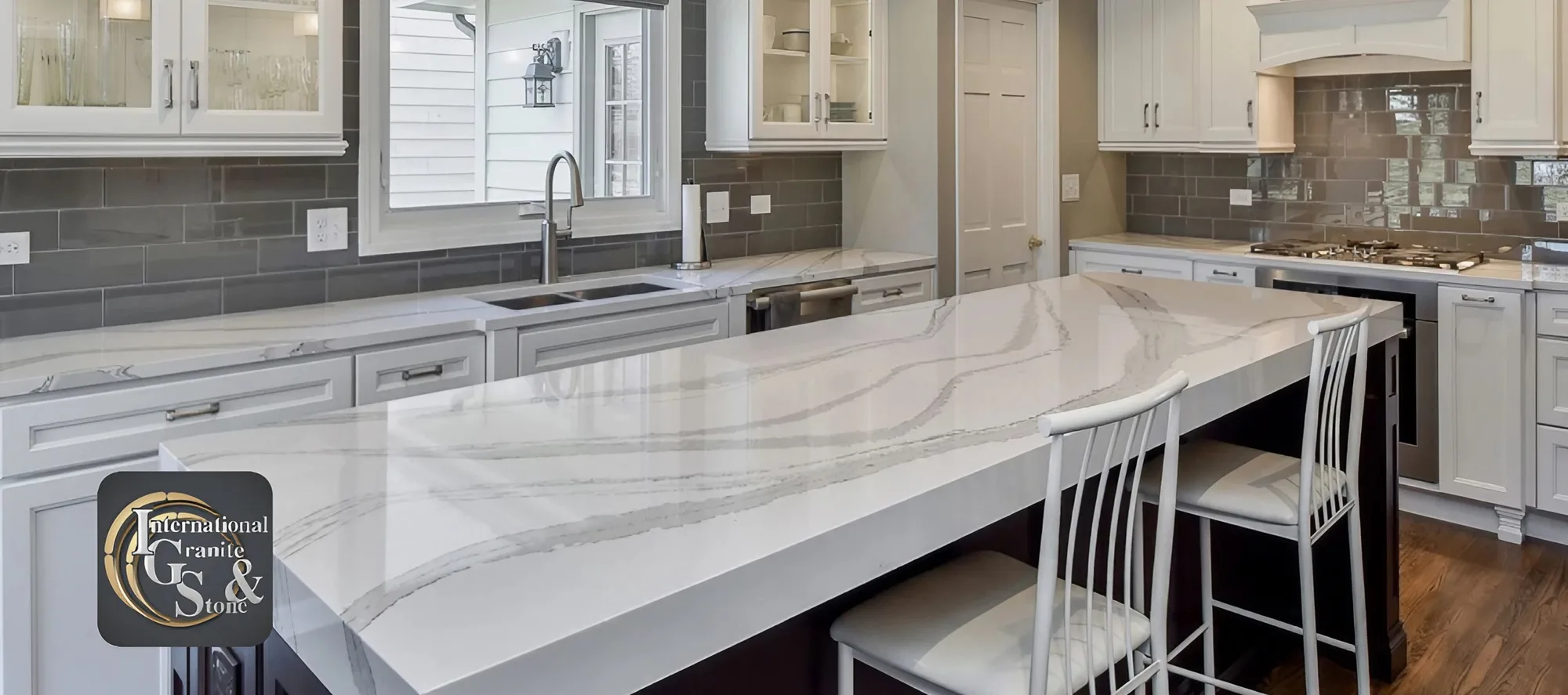 Image capturing the essence of IGS Countertops, showcasing over 20 years of excellence in countertop craftsmanship. The visual highlights the team's expertise, the vast range of premium materials offered, and the comprehensive services provided, from custom shower walls to cabinet painting. Emphasized is IGS Countertops' unique position as the only Countertop Installer with a General Contractor's License, reflecting their deep commitment to quality, transparency, and client satisfaction.