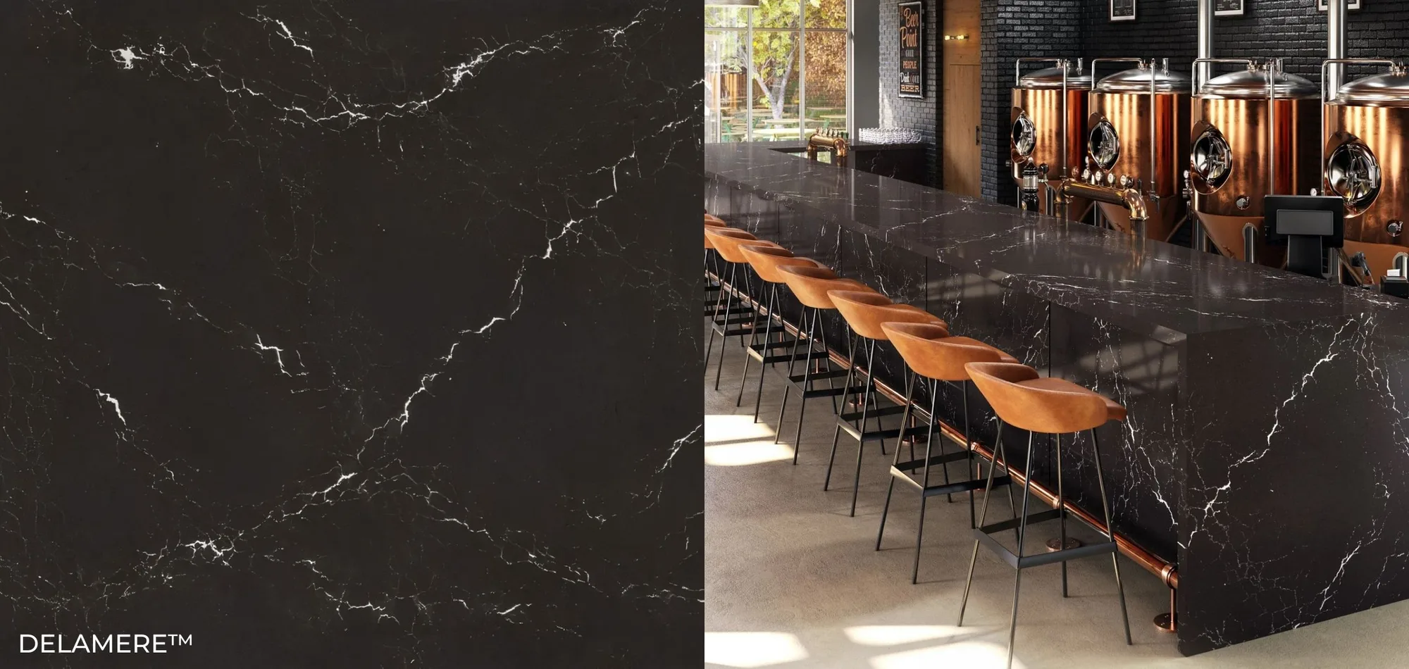 Delamere Cambria Quartz Close up & Bar