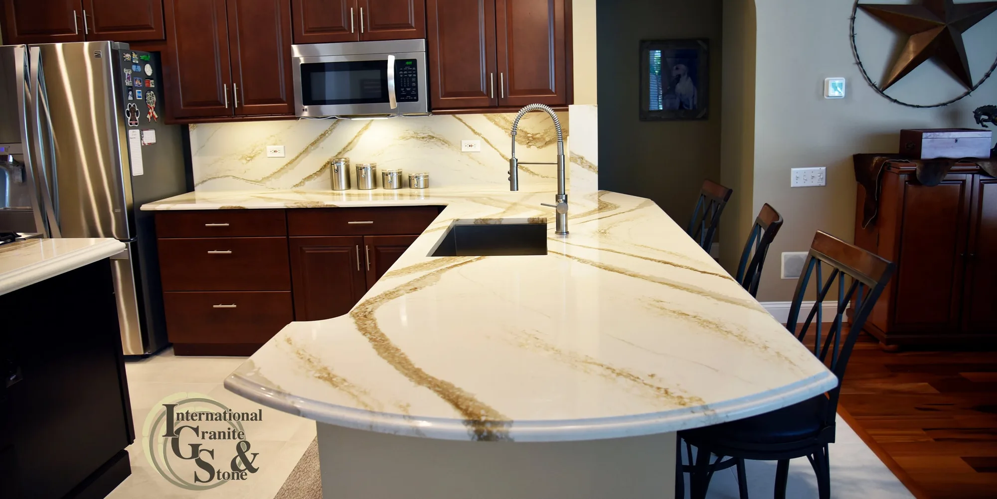 Brittanicca Gold Kitchen with Full Height Backsplash Kitchen Countertops Palm Harbor