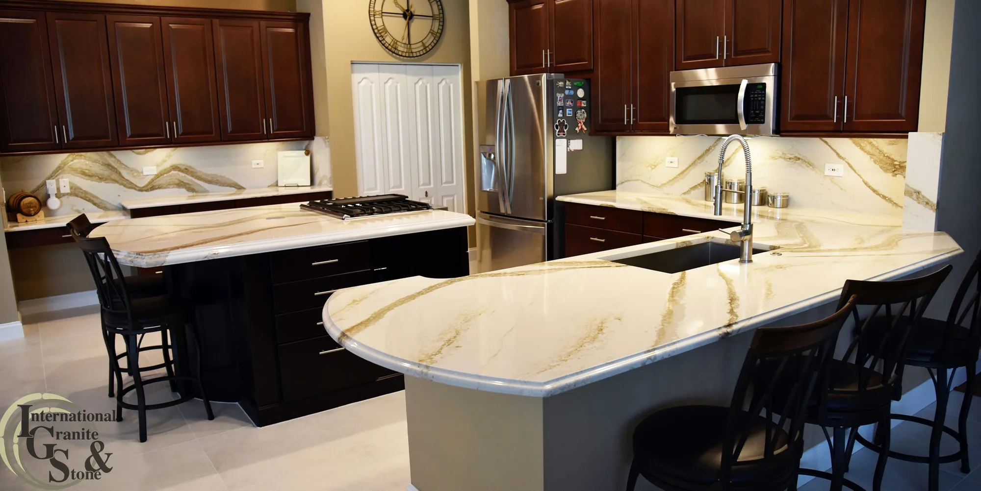 Brittanicca Gold Kitchen with Full Height Backsplash Kitchen Countertops Palm Harbor
