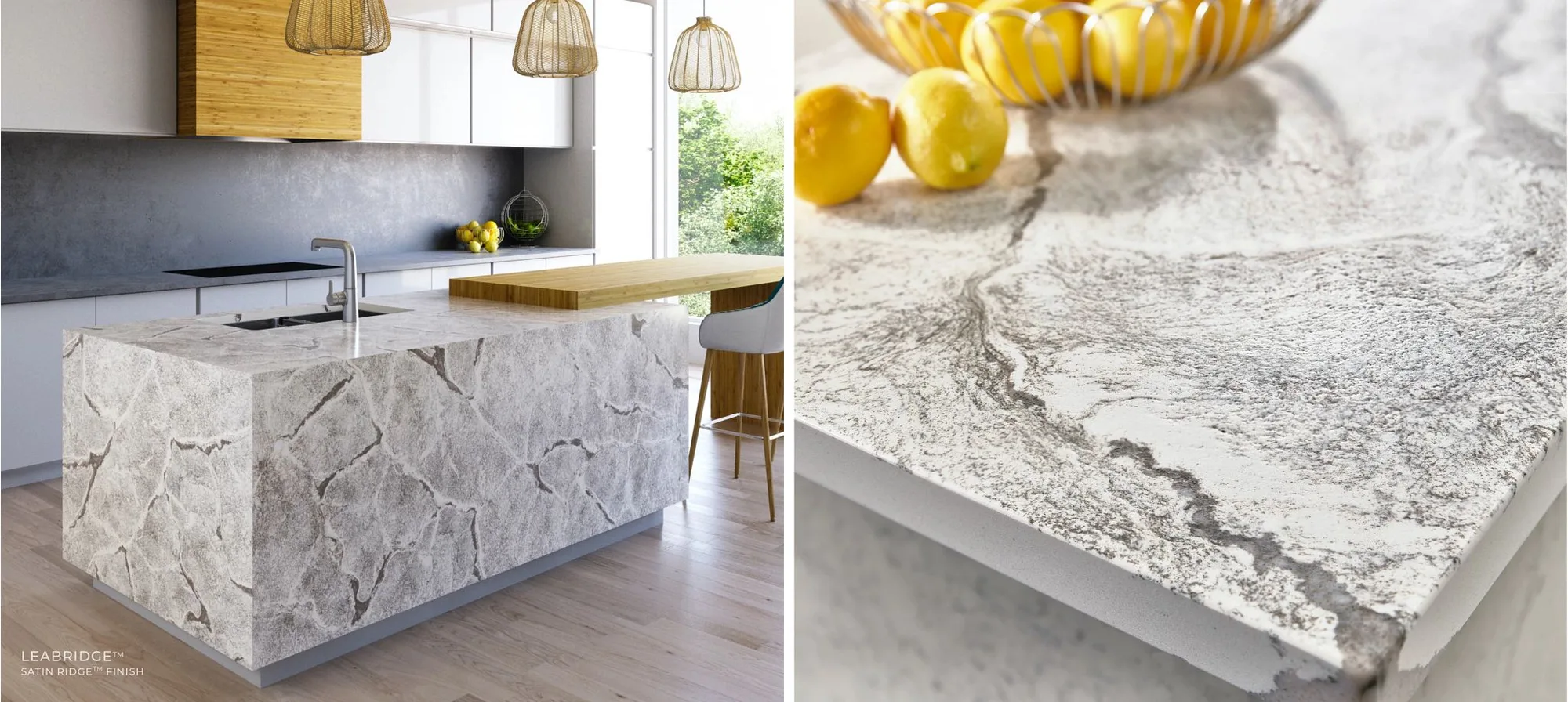 Leabridge Cambria Quartz Kitchen Countertops with NEW Satin Ridge Finish