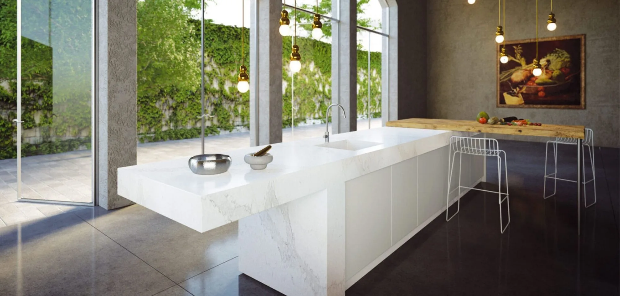 calacatta nuvo caesarstone quartz countertops kitchen Island