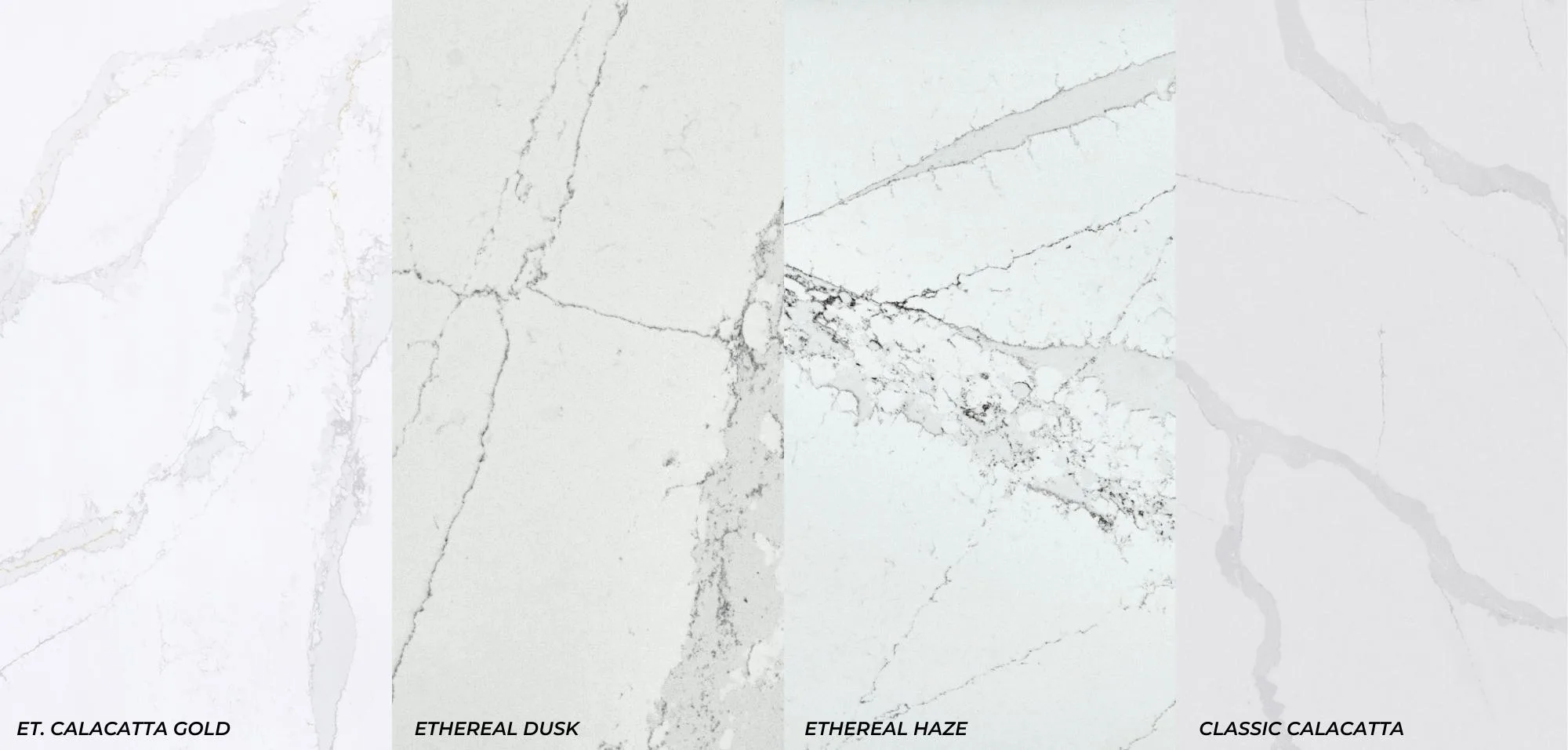 Silestone Quartz Colors that Look like Marble Calacatta Gold Ethereal Dusk Ethereal Haze Classic Calacatta
