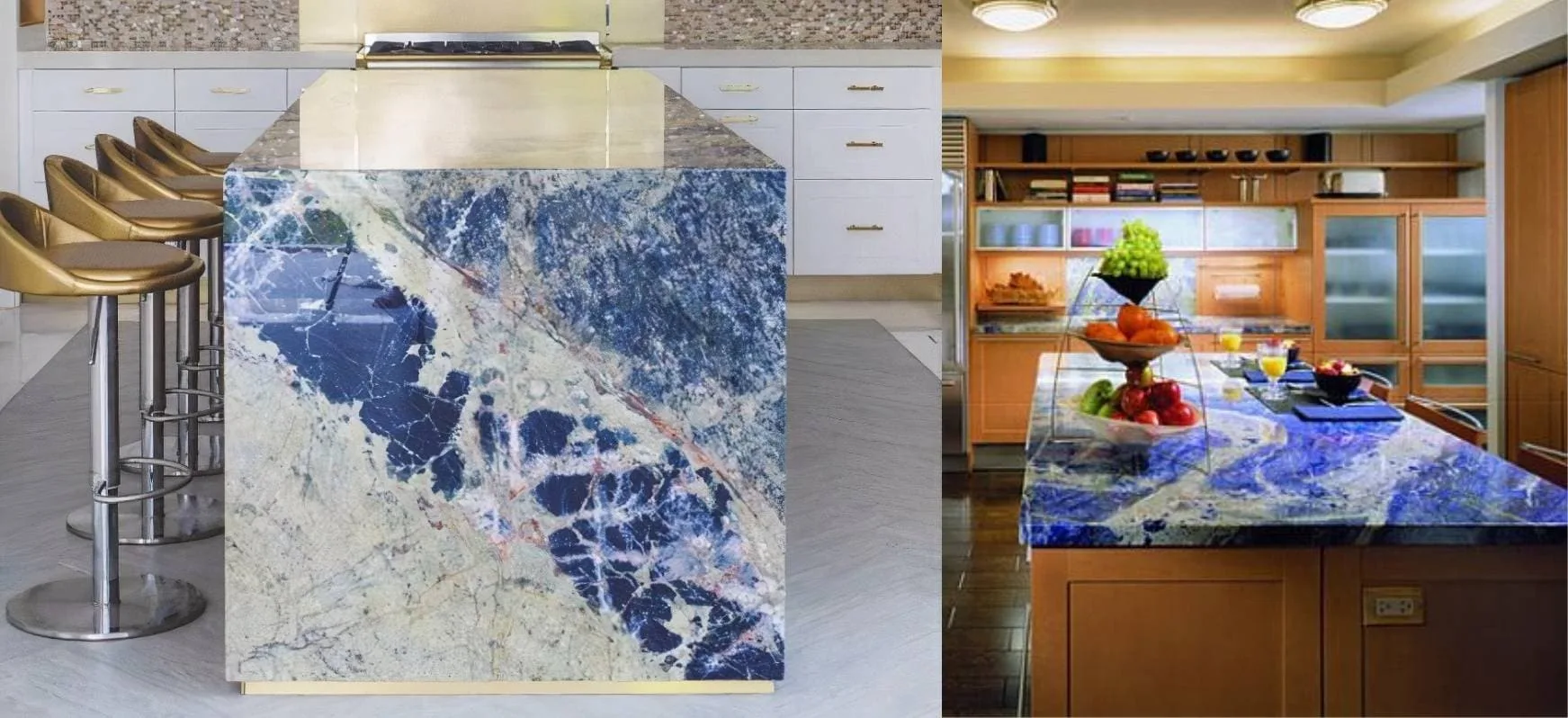 Sodalite Blue Granite Countertops and Close up Blue Countertops