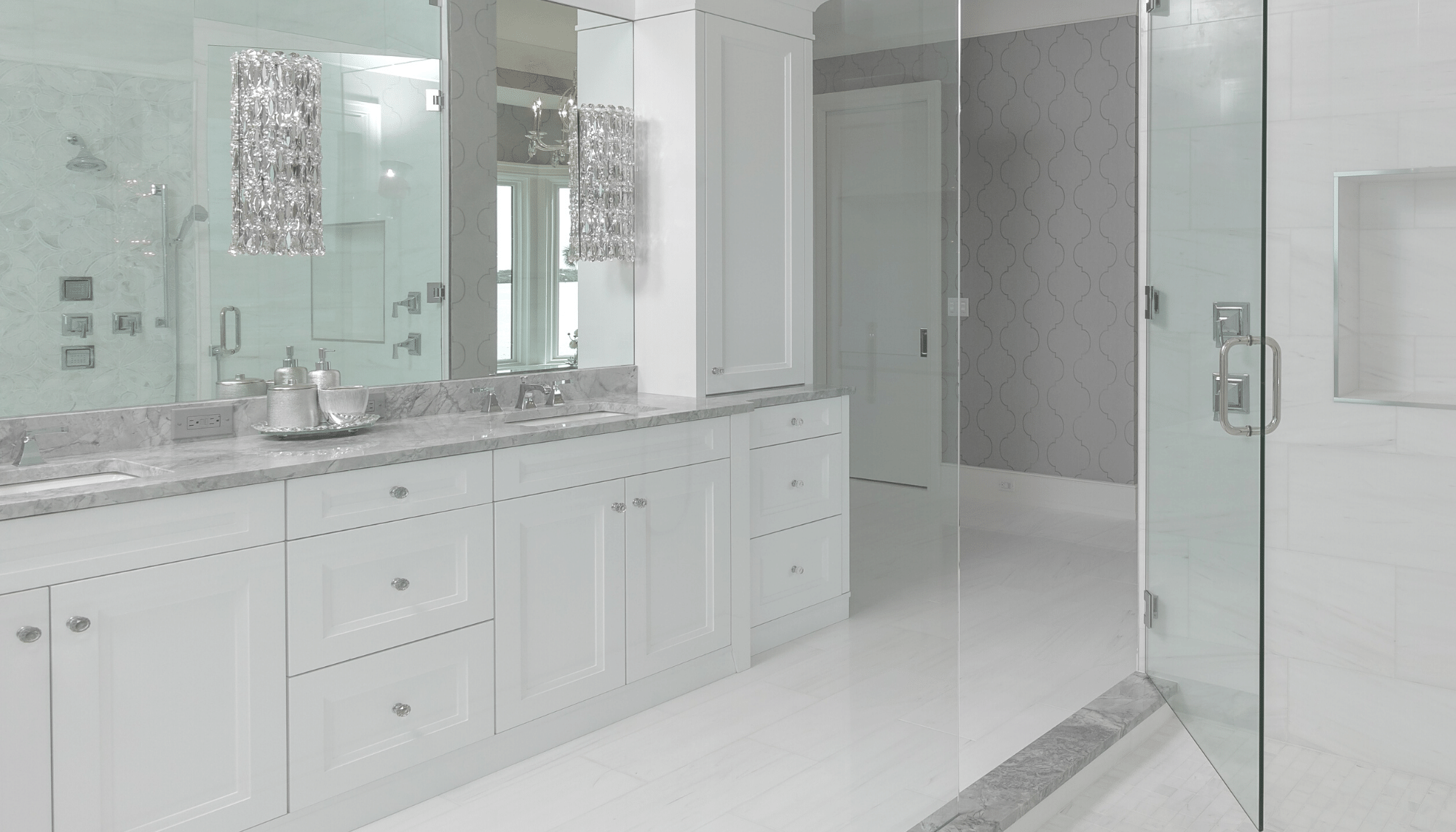Super White Quartzite Bathroom Countertops Fabricated & Installed by International Granite and Stone