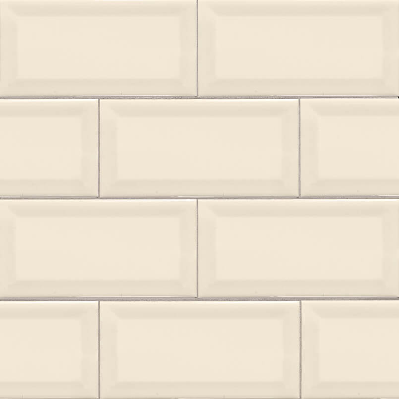 Almond Glossy Subway Tile Beveled 3×6