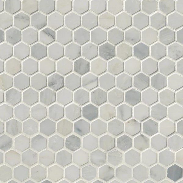Arabescato Carrara 1inch Hexagon Honed In 12×12 Mesh