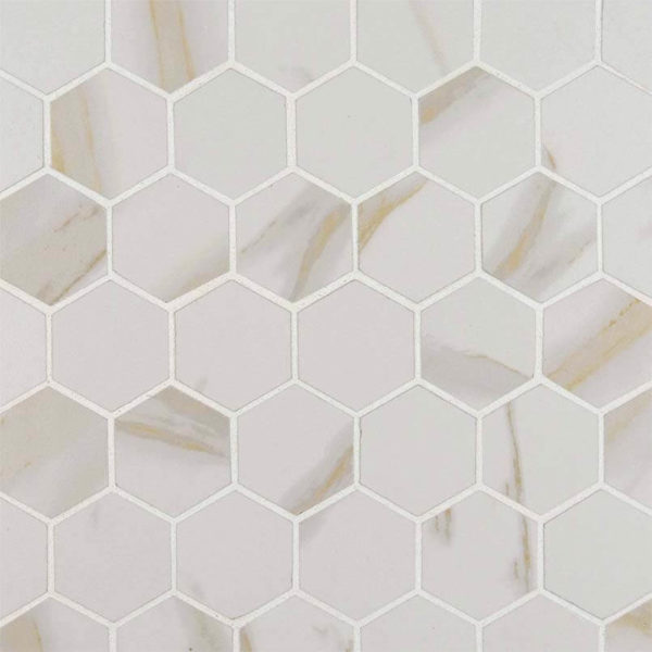 Calacatta Matte 2×2 Hexagon Mosaic