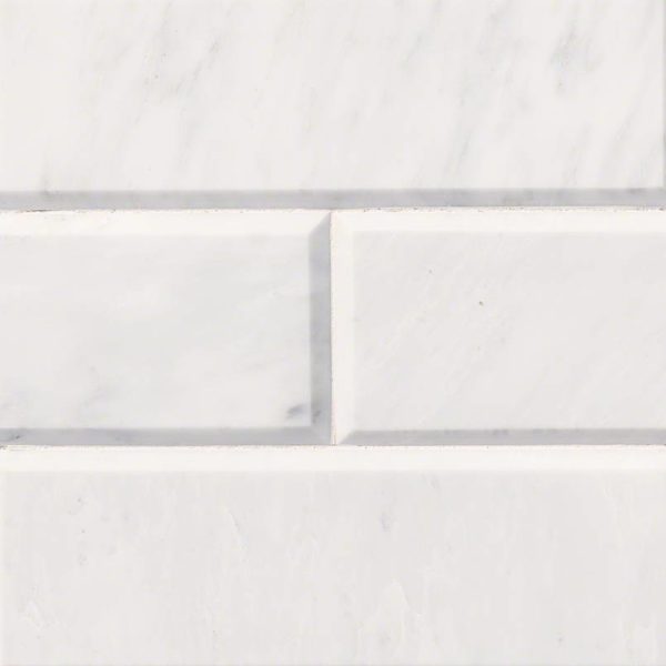 Carrara White Subway Tile Polished Beveled 4×12