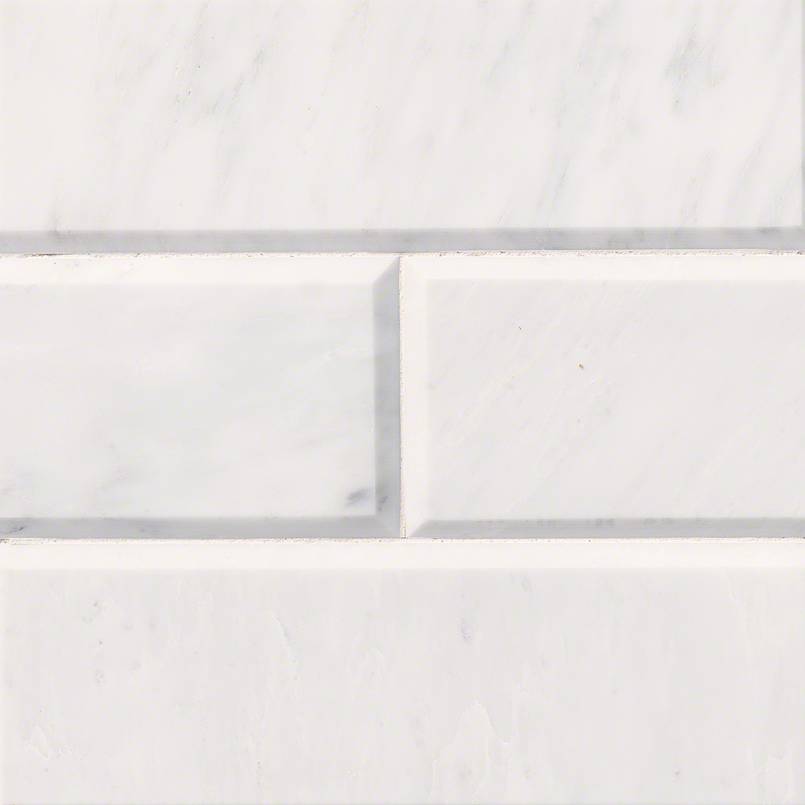 Carrara White Subway Tile Polished Beveled 4×12