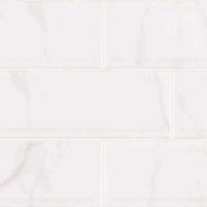 Classique White Carrara Glossy 4×16 Beveled